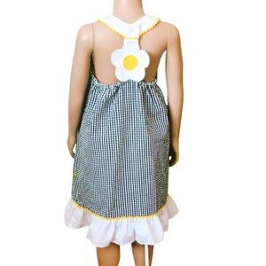 Emily Rose Gingham Halter Dress 6 Black Seersucker Embroidered Bee Ric Rac Trim